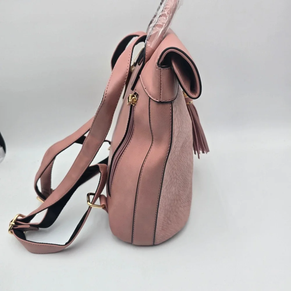 Alyssa Women's Pink Vegan‎ Leather Backpack Convertible Bag